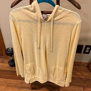 Chico's Light Yellow Hoodie Sweater